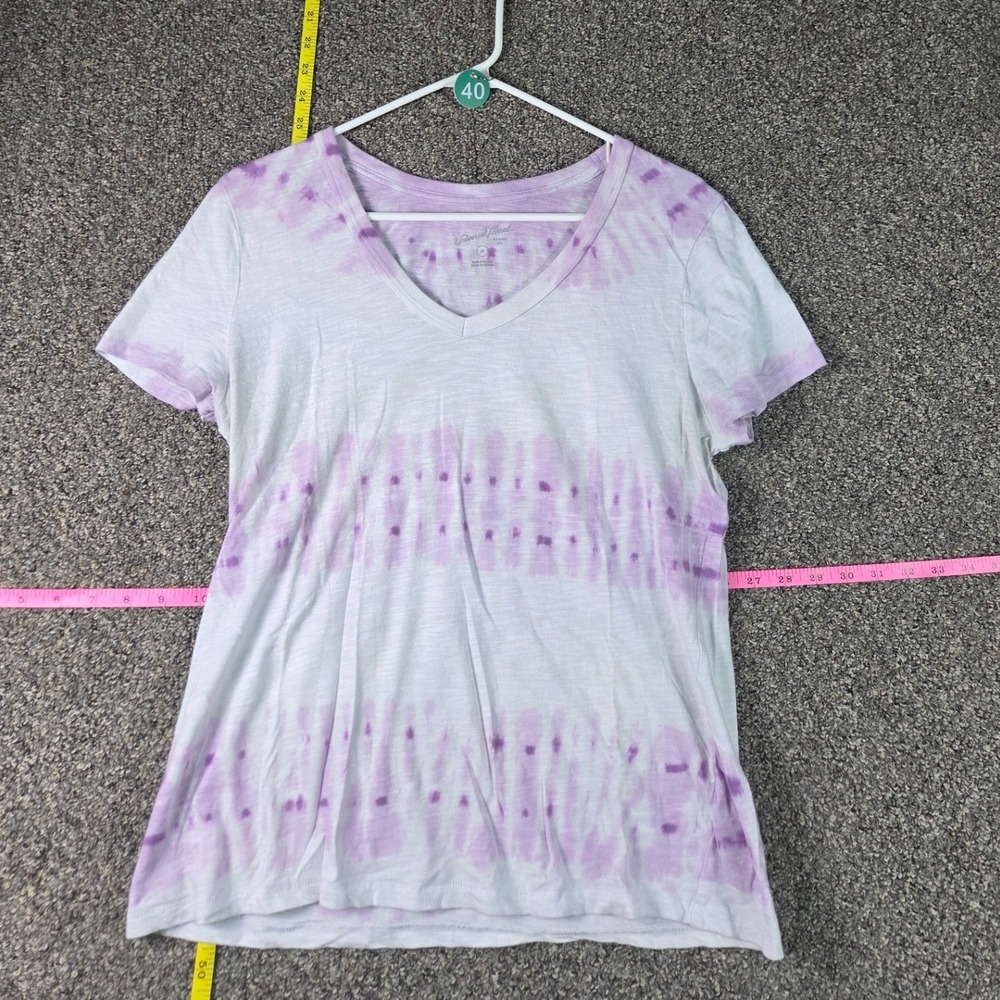 Universal Thread V-Neck Tee Womens M Purple Tie Dye Slub Knit Short Sleeve Shirt